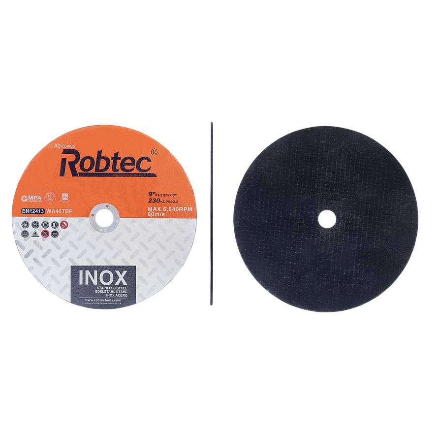 Robtec 9"*1/12"*7/8" (230*2.0*22.2) Cutting Inox/stainless Steel Fiber Reinforced Bonded Abrasives Extra-thin Cutting Wheels